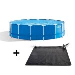 Kit piscine hors sol tubulaire intex - metal frame - 457 x 122 cm - ronde (pompe bche tapis de sol) ...