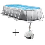 Kit piscine hors sol tubulaire intex - pris frame - 503 x 274 x 122 cm - ovale (pompe b�che) + robot ...