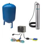 Kit pompe immerg�e multicellulaire + coffret de gestion eau de pluie / eau de ville + r�servoir � vessie ...