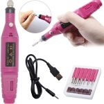 Kit ponceuse professionnelle electrique lime ongles manucure - gobro - rglable - rose