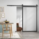 Kit de porte coulissante - akozon - 9748 244 cm - acier noir - 2x rails 122 cm - amortisseur sans per�age ...