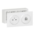 Legrand - kit prise de courant surface + module de charge 2 usb typea dooxie 24a prcbls avec cadre ...