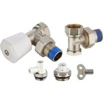 Kit raccordement radiateur robinet manuel equerre + coude de rglage + purgeur + robinet de vidange 15x21 ...