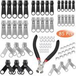 Kit de r�paration de fermeture �clair - 85 pcs - 3 tailles - accessoires inclus - pinces fournies