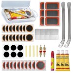 Kit r�paration pneus v�lo - 55 pi�ces - auto - adh�sif - multifonction - compatible vtt et bmx