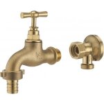 Kit robinet ext�rieur laiton brut + applique murale ecrou tournant 1 / 2 �15 - noyon et thiebaul