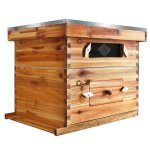 Kit ruche 10 cadres en c�dre naturel corps profond et hausse moyenne vitrines acryliques cires incluses ...