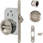 Kit serrure pour porte coulissante - yale - acier nickelé - encastrée - sécurité 3 - poignées rondes Kit serrure pour porte coulissante - yale - acier nickelé - encastrée - sécurité 3 - poignées rondes