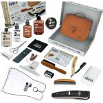 Kit dentretien barbe - cosmetique - coffret 16 produits - tondeuse - bavoir - made in france