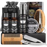 Kit soins barbe homme - swapy - 9 en 1 - huile barbe - brosse - peigne - shampooing - baume - ciseaux ...