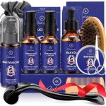 Kit soins barbe homme - swapy - coffret cadeau - 10 en 1 - rouleau barbe 025 mm - s�rum croissance - ...