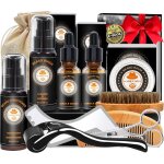 Kit soin barbe homme - swapy - coffret cadeau - - conditionneur - huile - baume - roller - shaper - peigne ...