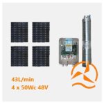 Kit solaire complet pompage - hd4k - 50 mtres - 160 watts - 4 panneaux 50 w 12v - mppt intgr