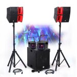 Kit sono complet 1200w bm sonic salle des f�tes 2 enceintes sub 38cm usb / bluetooth supports c�bles ...