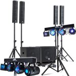 Kit sono complet 2400w dj bm sonic 4 enceintes satellites 2x mega sub 38cm usb / bluetooth cbles micros ...