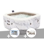 Kit spa gonflable intex purespa calacatta carr bulles 4 places + 6 filtres + kit dentretien
