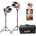 Kit studio photo - mandarine - fresnel 300w - 2x ampoules gy9. 5 - clairage continu - sac de transport ...