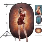 Kit de support de toile de fond pliable - r�versible - bleu lac / dor� - 1. 5x2m - 300cm - photo studio ...