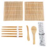 Kit de fabrication de sushi en bambou 9pcs 2 tapis roulants 5 kit de fabrication de baguettes ws