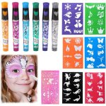 Kit tatouage paillettes - trahoo - lot de 6 stylos - 6 pochoirs r�utilisables - 13 motifs - multicolore ...