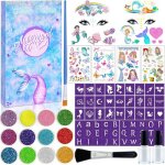 Kit de tatouages paillettes - trahoo - tatouage temporaire - sir�ne et papillon - 12 couleurs de paillettes ...