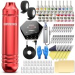 Kit de tatouage stylo - trahoo - 20 encres - 20 aiguilles - rouge - ergonomique - compatible aiguilles ...