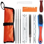 Kit universel d?aiguisage pour cha�ne de tron�onneuse 11 pcs avec limes rondes et accessoires