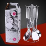 Kit ustensiles de cuisine en acier inoxydable ensemble de spatule soupe spoon fork cuisine shelf - 7pcs ...