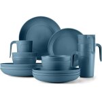 Kit de vaisselle camping 16 pi�ces pour 4 personnes set de couverts pique - nique avec assiettes et bols ...