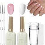 Kit de vernis � ongles gel french manucure - estampille - nude & blanc - 3 pinceaux - tampon � ongles ...