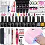 Kit vernis � ongles gel avec lampe uv et perceuse �lectrique ? ensemble manucure complet base et top ...