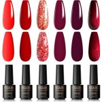 Kit de vernis � ongles gel semi - permanent - estampille - lot de 6 couleurs - bourgogne bordeaux poupre ...