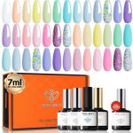 Kit vernis semi permanent 24 pi�ces vernis gel uv 20 couleurs pastel blanc rose jaune nude avec base ...