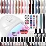 Kit vernis semi - permanent complet 16 couleurs - lampe uv 48w avec base et top coat - outils & accessoires ...
