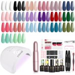 Kit vernis semi permanent complet 20 + 4 pcs vernis gel avec 48w uv / led lampe ponceuse � ongles �lectrique ...