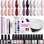 Kit vernis semi - permanent - zuuko - 12 couleurs - 8 ml - lampe uv 36w - base et top coat mat - strass ...