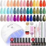 Kit vernis semi permanent - zuuko - 38 pi�ces - 20 couleurs - lampe uv / led - base et top coat - effet ...