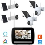 Kit de vidosurveillance kyf : cran 7? enregistreur + 4 camras solaires rechargeables ultra hd 4mp ...