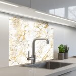 Kitchenyeah cr�dence de cuisine effet marbre blanc et �clats dor 80x80 cm