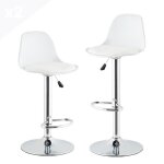 Kitytety tabourets de bar et cuisine design sig - lot de 2 chaises de bar - hauteur réglable (blanc) Kitytety tabourets de bar et cuisine design sig - lot de 2 chaises de bar - hauteur réglable (blanc)