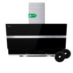 Kkt kolbe hotte aspirante 80 cm murale inclin�e inox verre noir arr�t automatique commande tactile hermes8005s ...