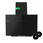 Kkt kolbe hotte aspirante cuisine 60 cm hotte murale inclin�es acier inoxydable verre noir op�ration ...