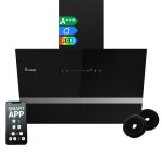Kkt kolbe hotte murale inclin�e 60 cm inox & verre noir wifi arr�t auto �clairage led rgb tactile easy6005sm ...