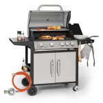 Barbecue  gaz 5 brleurs - klarstein - bbq plancha gaz inox - cuisinire extrieure - argent