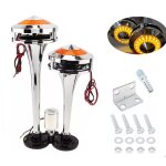 Klaxon � air 2 trompes chrome lumineux 12 - 24v 120db klaxon double ton avec �clairage led orange pour ...