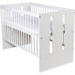 Kmbaby lit b�b� paulus blanc 120 x 60 cm avec sommier � lattes - lit b�b� 3 niveaux r�glable en hauteur ...