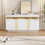 Kodise buffet blanc avec 3 portes et �tag�res r�glables - 140 x 38 x 70 cm - pour salon et salle � manger ...
