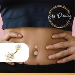 Kody bijou piercing nombril double fleur cristal plaqué or 18 carats Kody bijou piercing nombril double fleur cristal plaqué or 18 carats