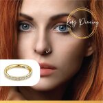 Kody piercing anneau clicker en or jaune 14 carats incrusts de cristaux blancs