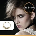 Kody piercing anneau or 9 carats orn de 3 perles porcelaine claire